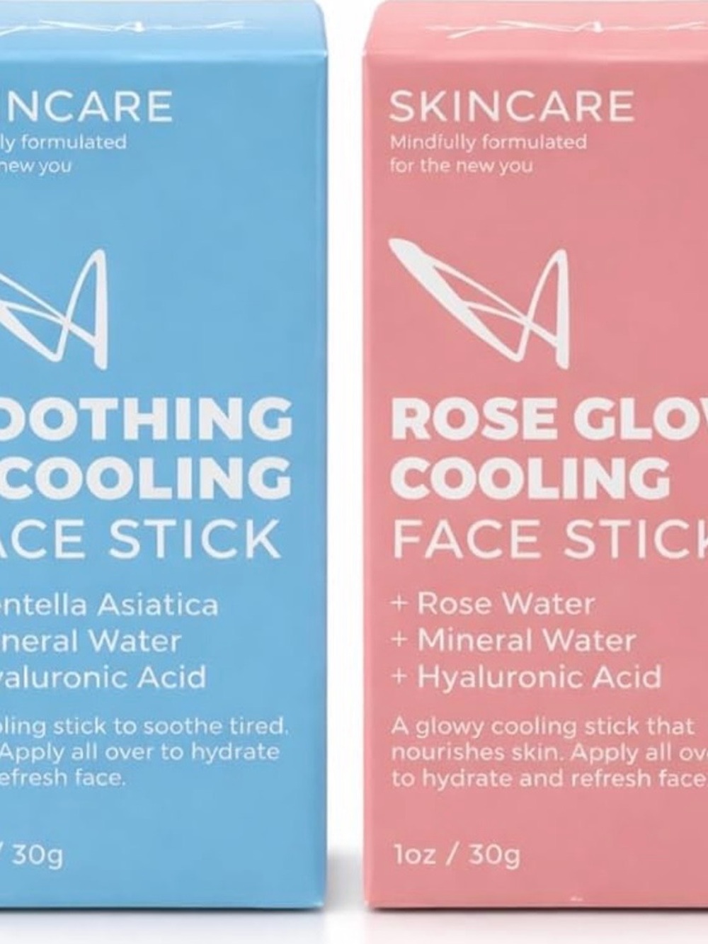 Cooling Face Stick Set | Soothing & Rose Glow Face Cooling Sticks w/ Hyaluronic